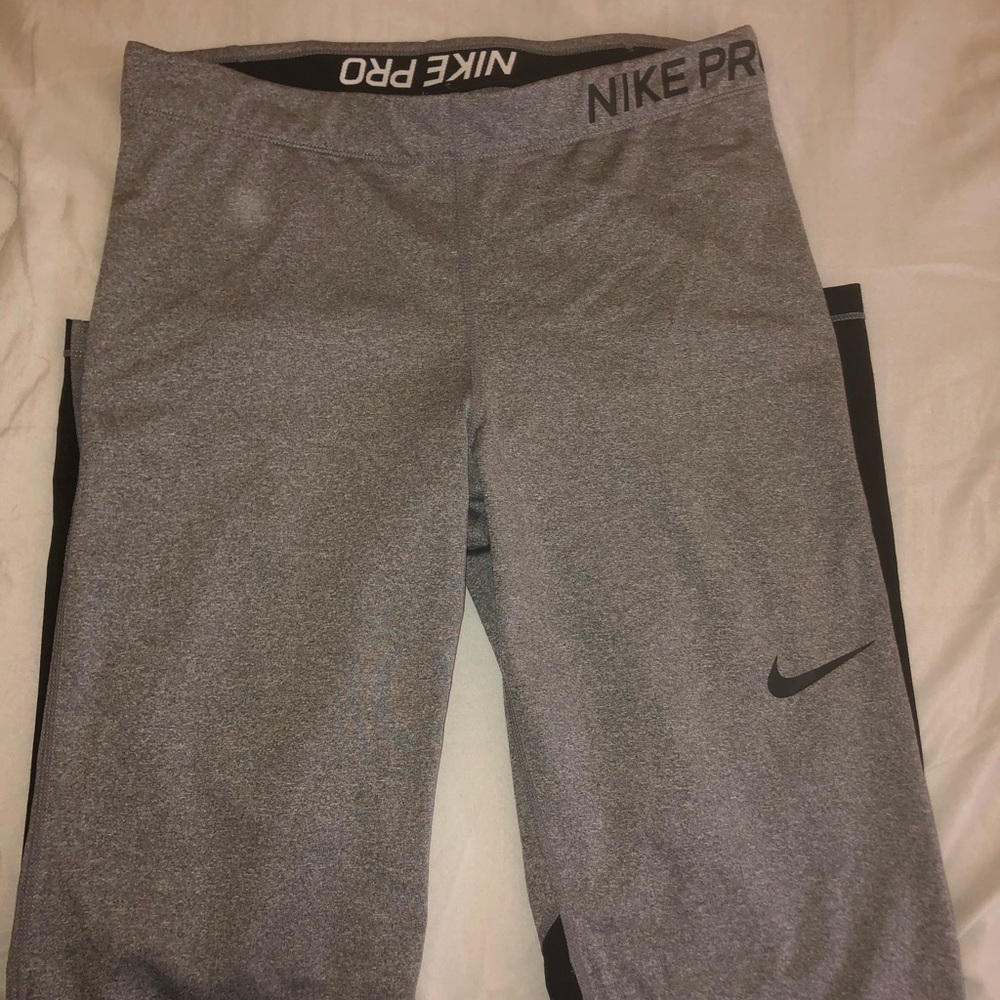 Grey/Black Nike Pro Leggings